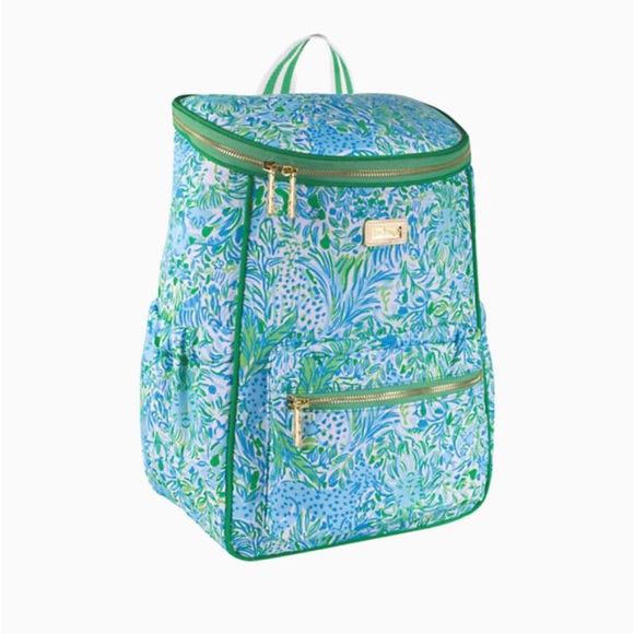 NWT Lilly Pulitzer Backpack Cooler HYDRA BLUE Dandy Lions Insulated - Picture 3 of 12